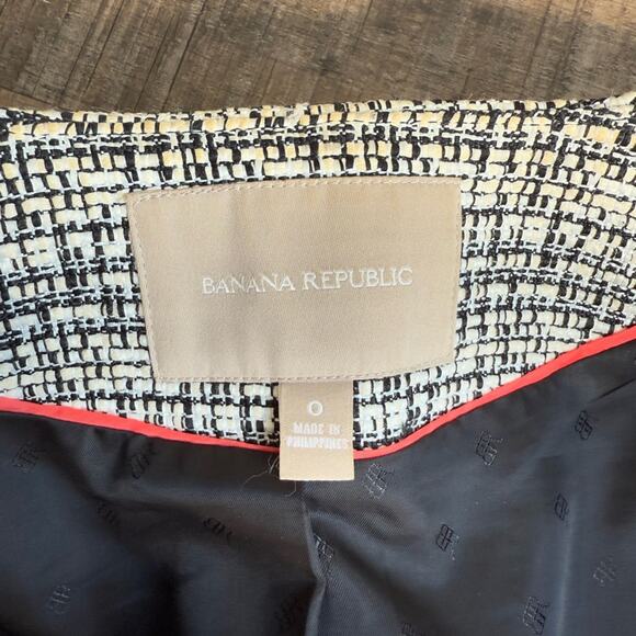 BANANA REPUBLIC TEXTURED BLACK PARISIAN JACKET TWEED SIZE 0 - Picture 7 of 8